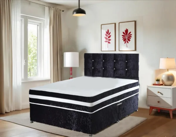 Black Crushed Velvet Bed Set