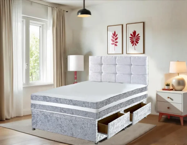 Panama White Crushed Velvet Bed