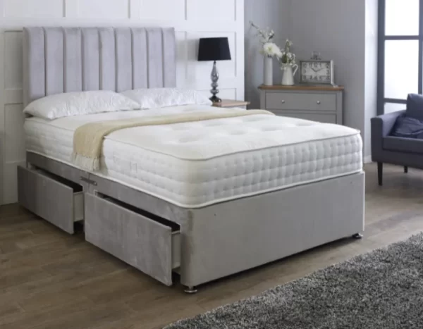 Apollo Chenille Divan Bed with Headboard and Drawers Storage