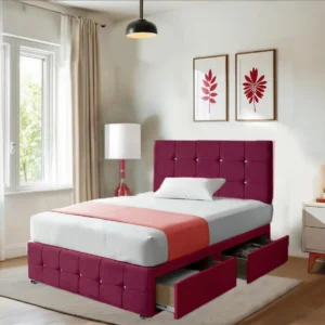 Maroon Divan Bed Set with Footboard