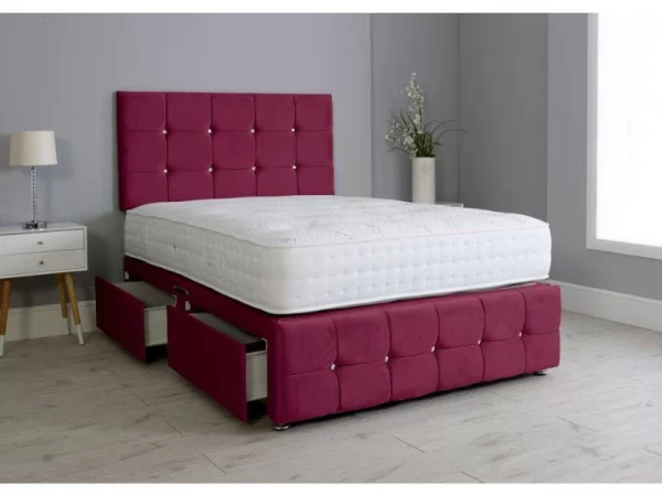 Maroon Divan Bed Set with Footboard